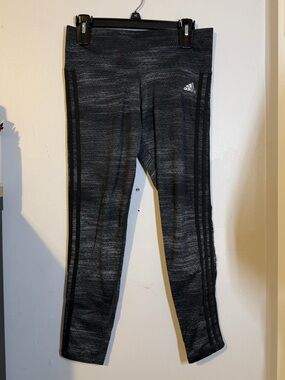 adidas Black Heather Leggings with Side Stripes